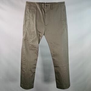 Size 36 Grey Black Cotton Selvedge Twill Straight Button Fly Casual Pants